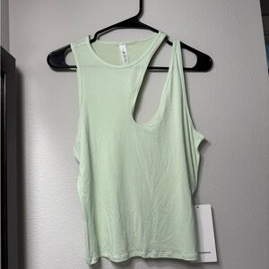 Lululemon Athletica Green Asymmetrical Cut Out Tank Top